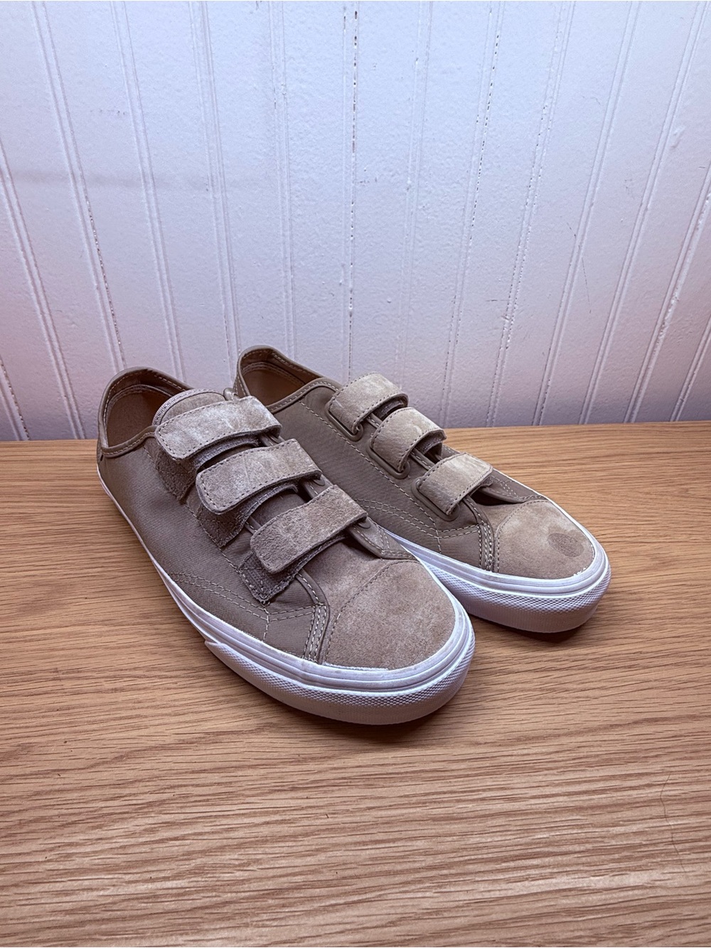 Vans Beige Suede Velcro Sneakers